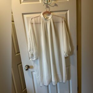 Trina Turk Med White Sheer Dress Rhyme Dress Mini w/Under Dress Lining NWT